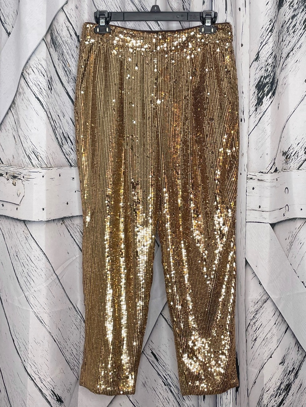 Banana Republic Gold Sequin Pleated Pants 6